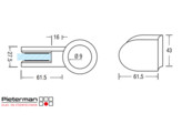 Pince de fixation 1 effet laque au four inoxydable pour tube rond 48-60 mm