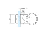 Glasplaathouder 30 mm O L 10 mm voor buis 42-48 mm O RAL 9006 zilver gemoffeld