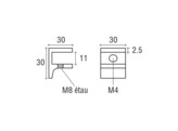 Messing F-glasplaatdrager 4805  8-10 mm glas