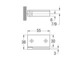 Charniere UV 55 libre verre/verre. Chrome brillant.