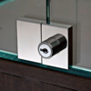 Serrure SERUV150 verre/verre en ligne. Cle diversifiee. Inox brillant.