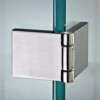 Charniere UV1 a blocage verre/verre. Inox brosse.