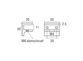 Messing F-glasplaatdrager 4806  8-10 mm glas