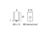 Messing glasplaatdrager 4801-S  6-8 mm glas