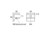 Messing F-glasplaatdrager 4810 afgerond rvs effect  8-10 mm glas