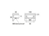 Messing F-glasplaatdrager 4807 afgerond  8-10 mm glas