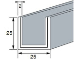 Aluminium U-profiel 25x25x25x2 mm L 3000 mm