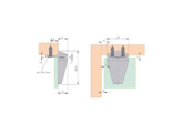 Charniere collable verre-bois diam. 25 mm  dessus