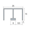 Rail superieur  argent poli anodise. Feutre