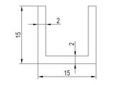Aluminium U-profiel 15x15x15x2 mm L 3000 mm - naturel geanodiseerd