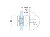 Glasplaathouder 22 mm O L 30 mm glanzend verchroomd