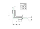 Angulaire 2 voies avec vis O 20 mm. Inox Brosse.