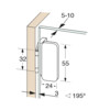 Charniere 360 verre/bois 24 x 56 mm. Zamak brosse.