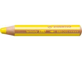 Woody 3-in-1 crayon de couleur  craie grasse et crayon aquarellable. Jaune.