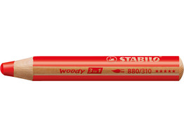 Woody 3-in-1 crayon de couleur  craie grasse et crayon aquarellable. Rouge.