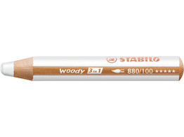 Woody 3-in-1 crayon de couleur  craie grasse et crayon aquarellable. Blanc.