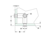 Angulaire 3 voies avec vis O 20 mm. Inox Brosse